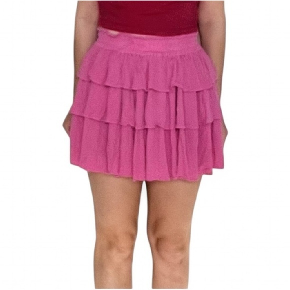 Chelsea & Violet Smocked Tiered mini skirt, size XS.  Pink.